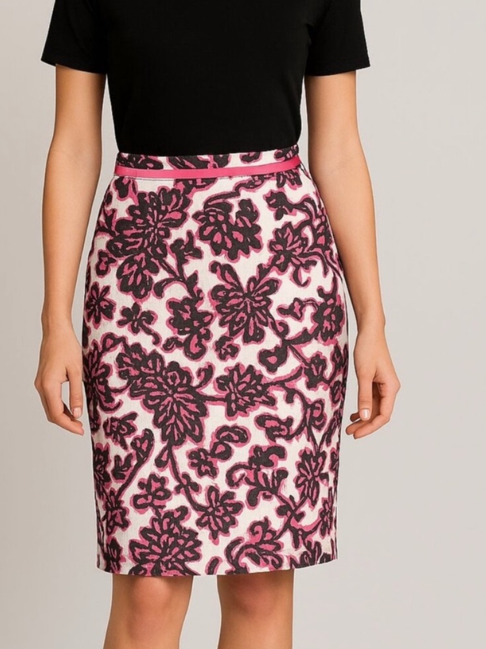 Boden Pink & Purple Floral Pencil Skirt Retro Preppy British Style Size 4L